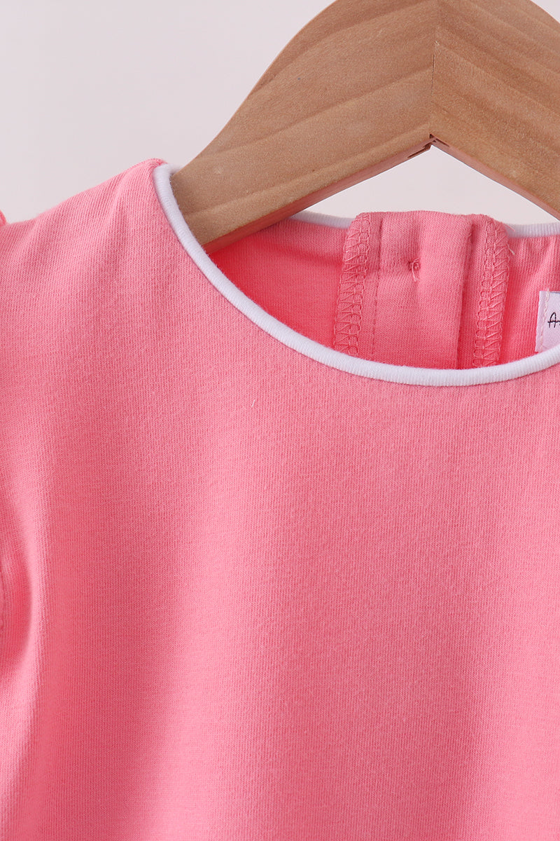 Deep pink flutter sleeve scalloped top