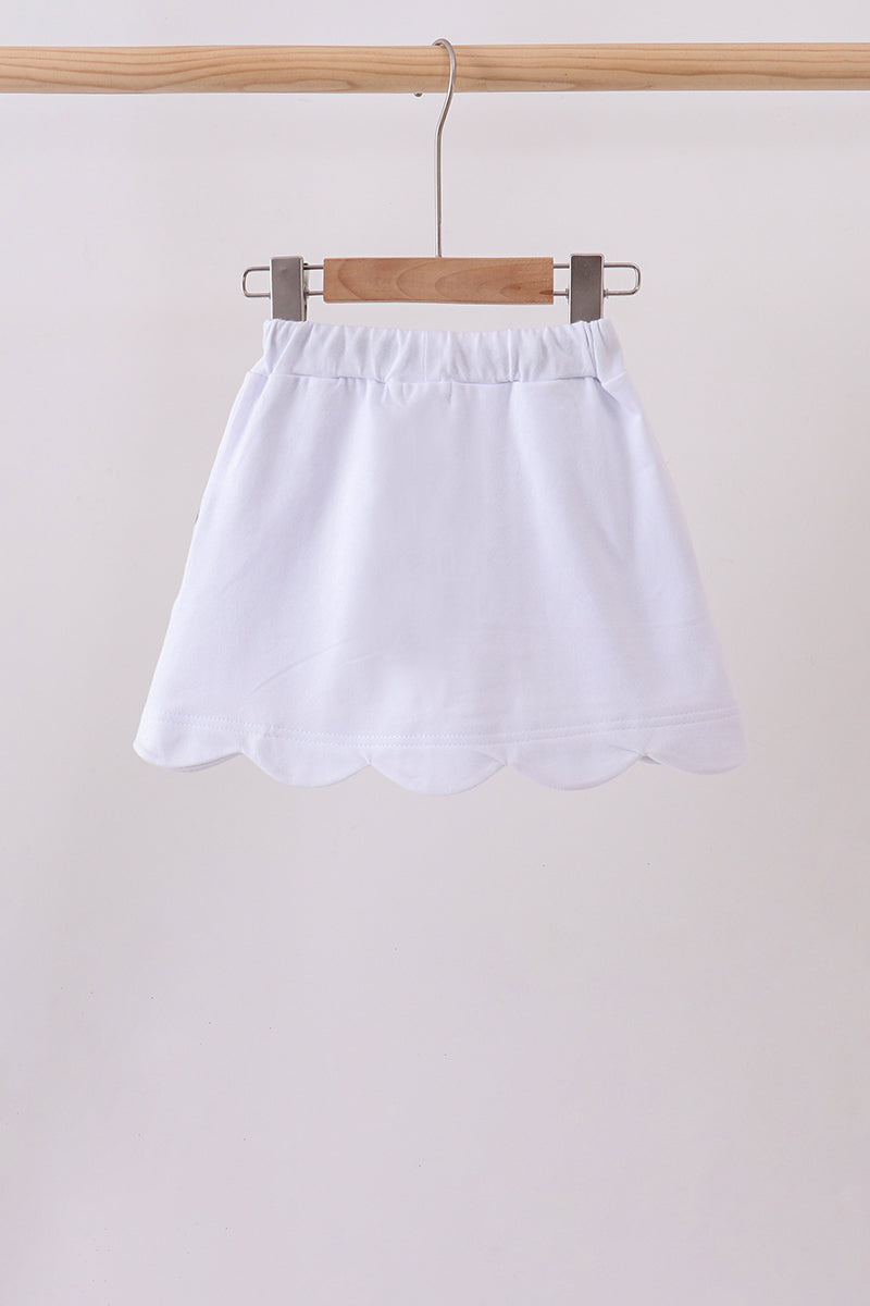 Snow white scallop hem bow skort