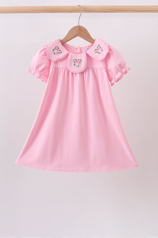 Pink Floral Embroidery Dress