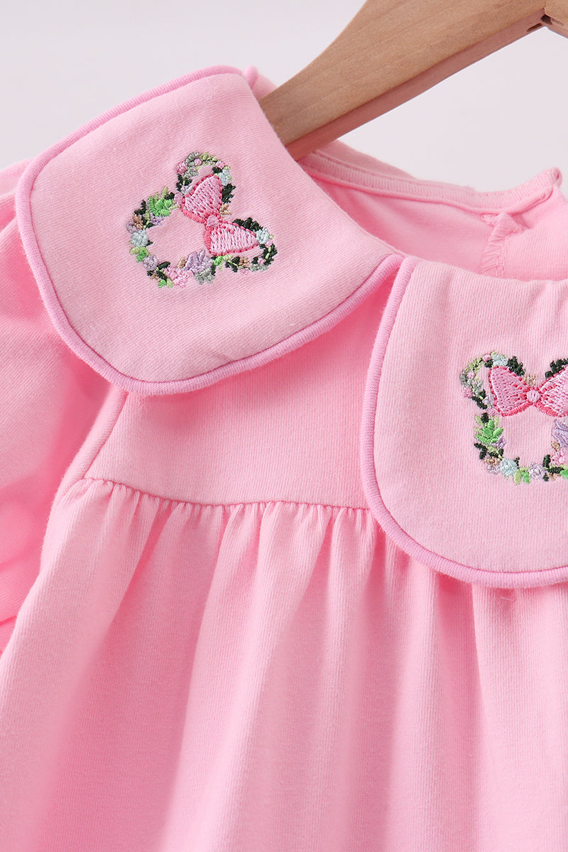 Pink Floral Embroidery Dress