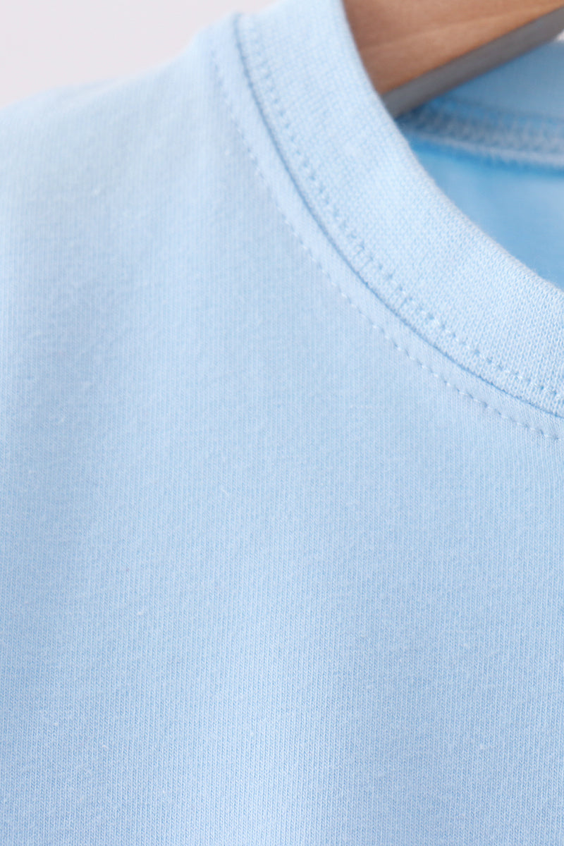 Blue football applique top