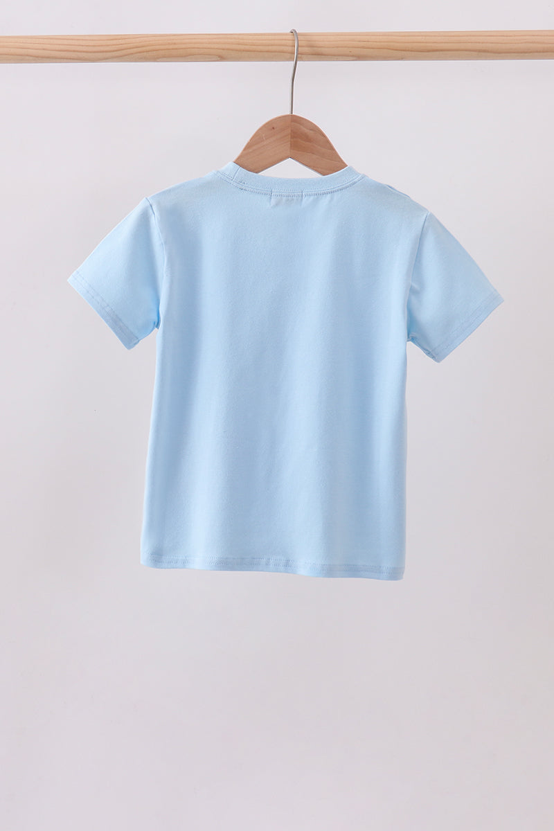 Blue football applique top