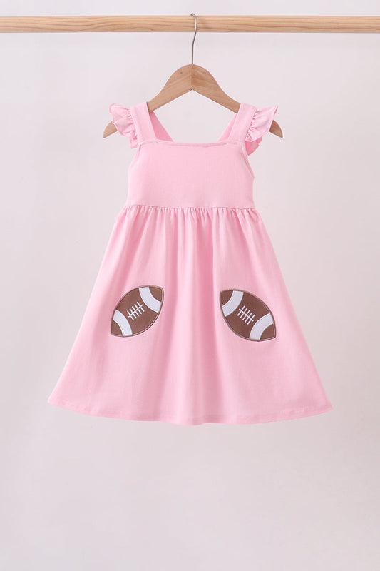 Pink football applique everyone has fun dress