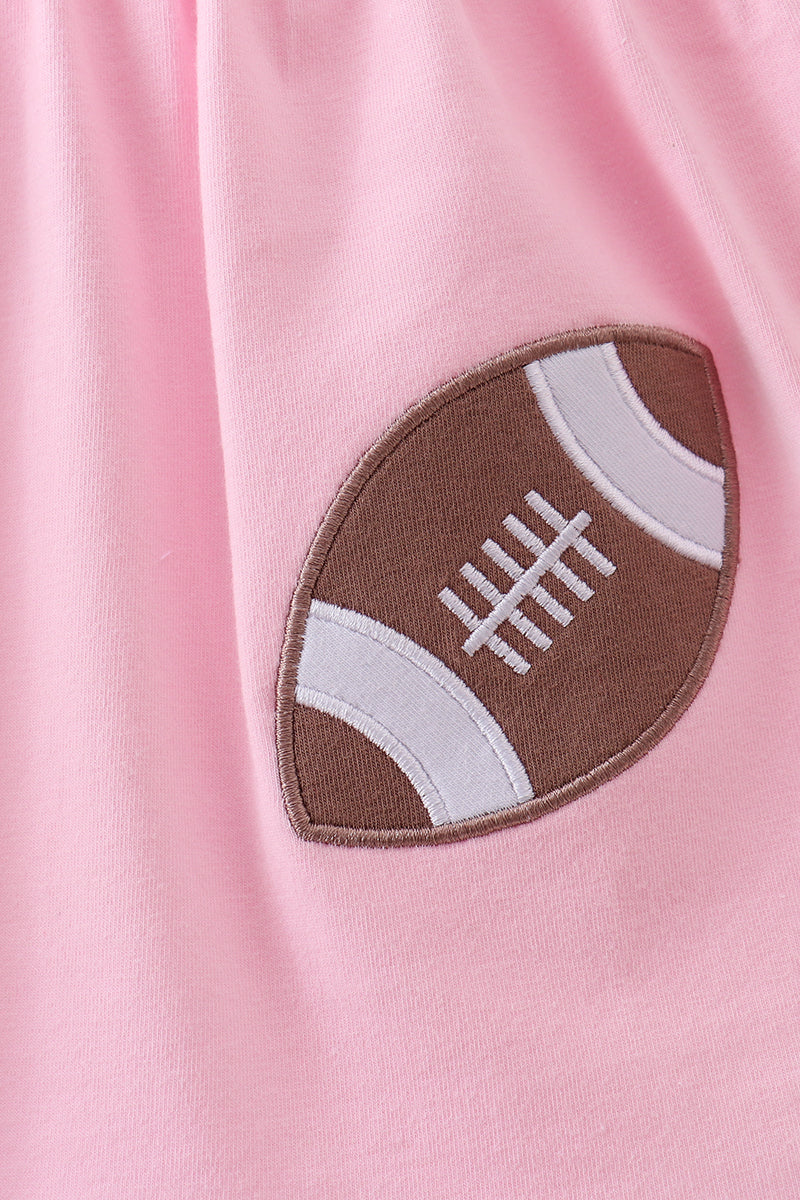 Pink football applique everyone has fun bloomer set