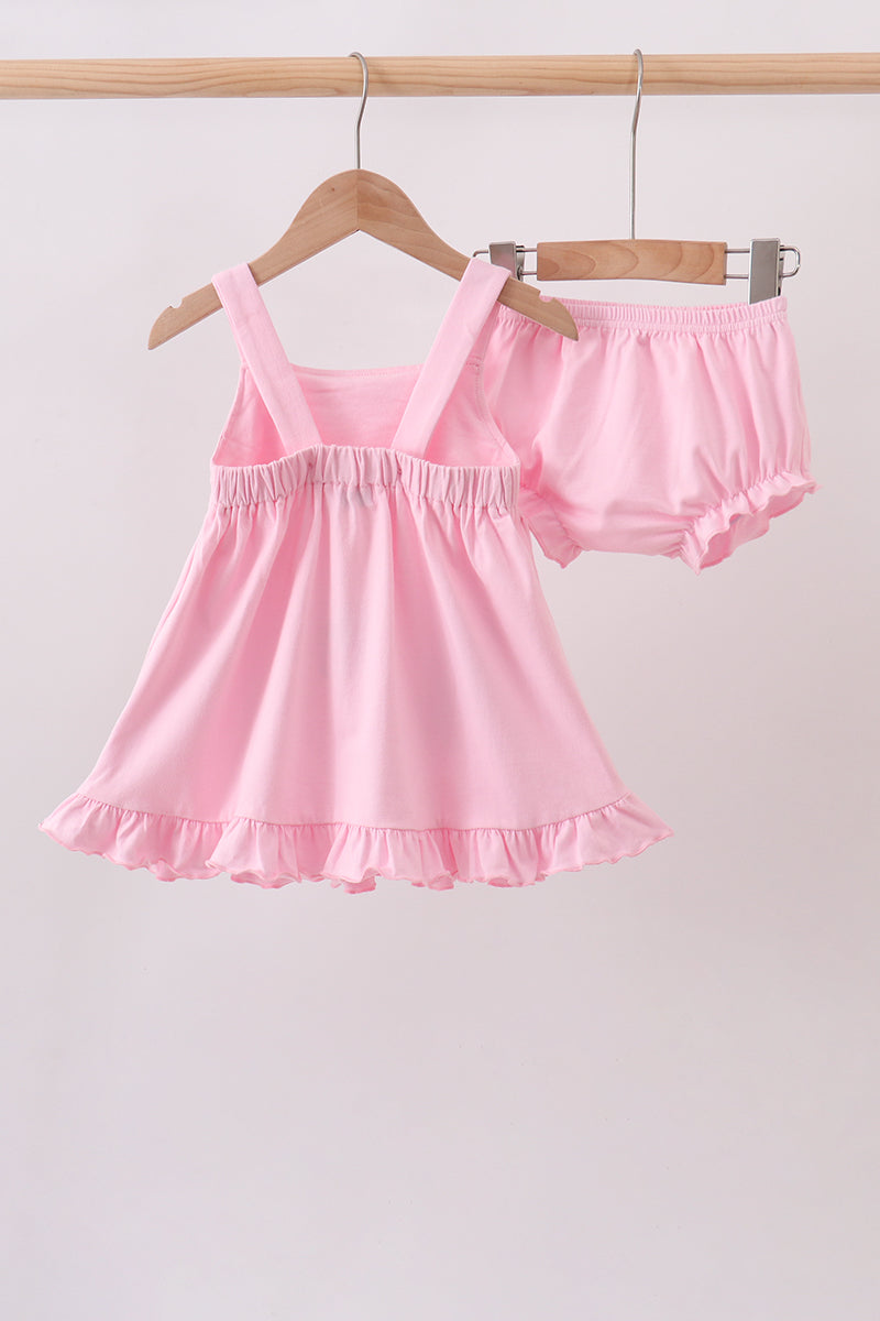 Pink football applique everyone has fun bloomer set