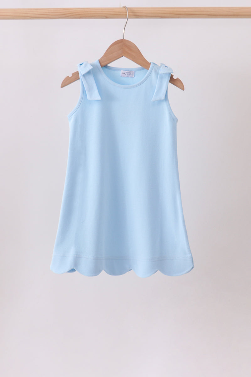 Blue Scalloped Bow Dress