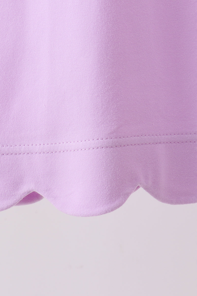 Purple Scalloped Bow Dress