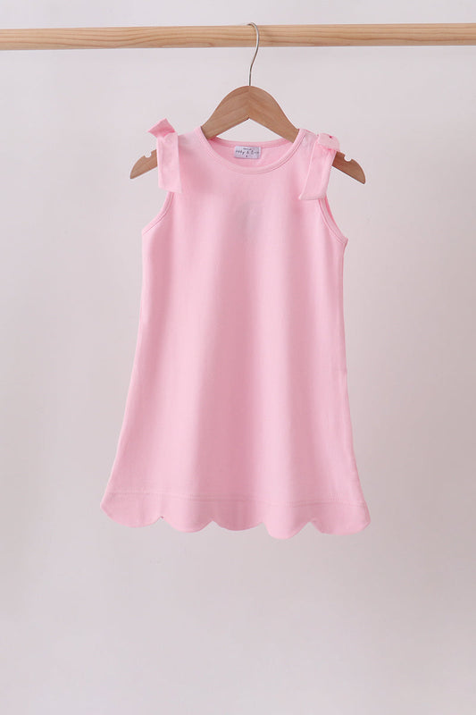 Pink Scalloped Bow Dress