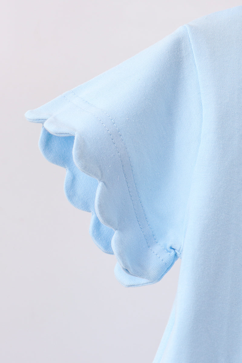 Blue Scalloped Shorts Set