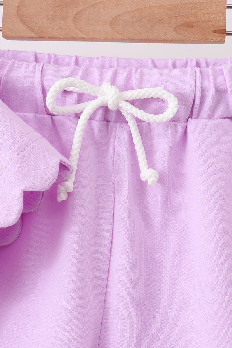 Purple Scalloped Shorts Set
