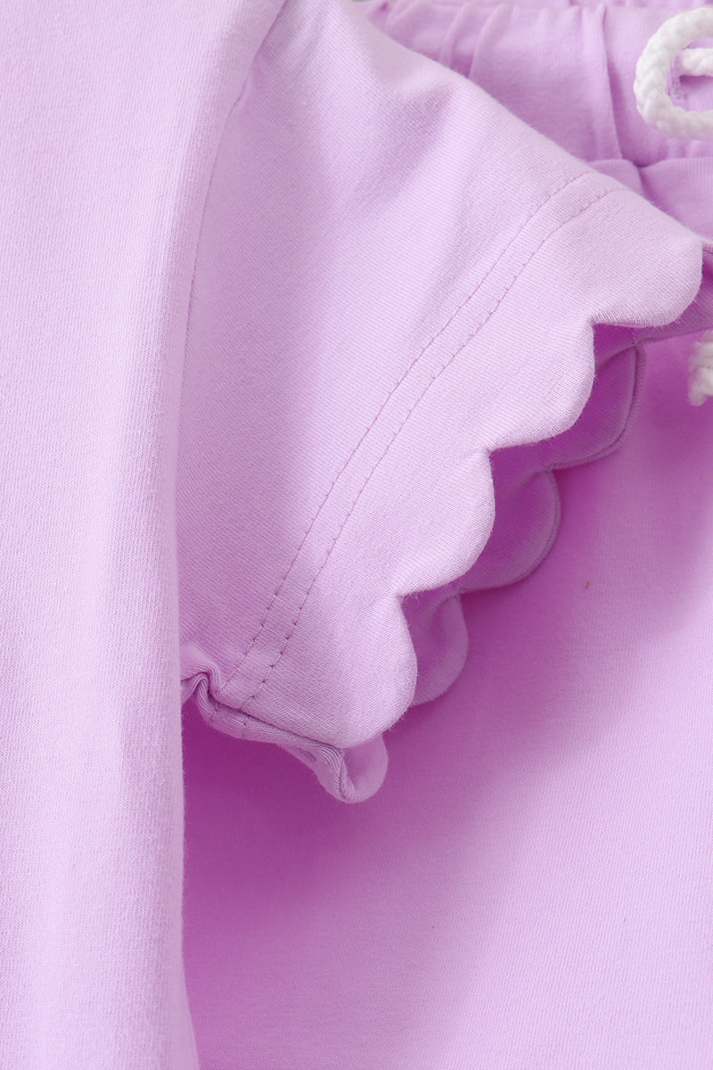 Purple Scalloped Shorts Set