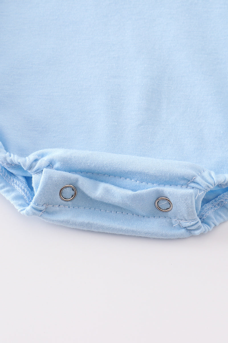Blue tractor embroidery boy bubble