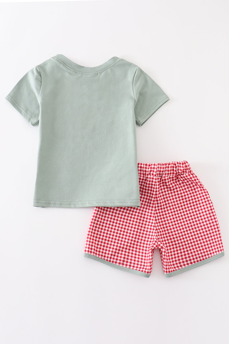 Green Farm French Knot Shorts Set