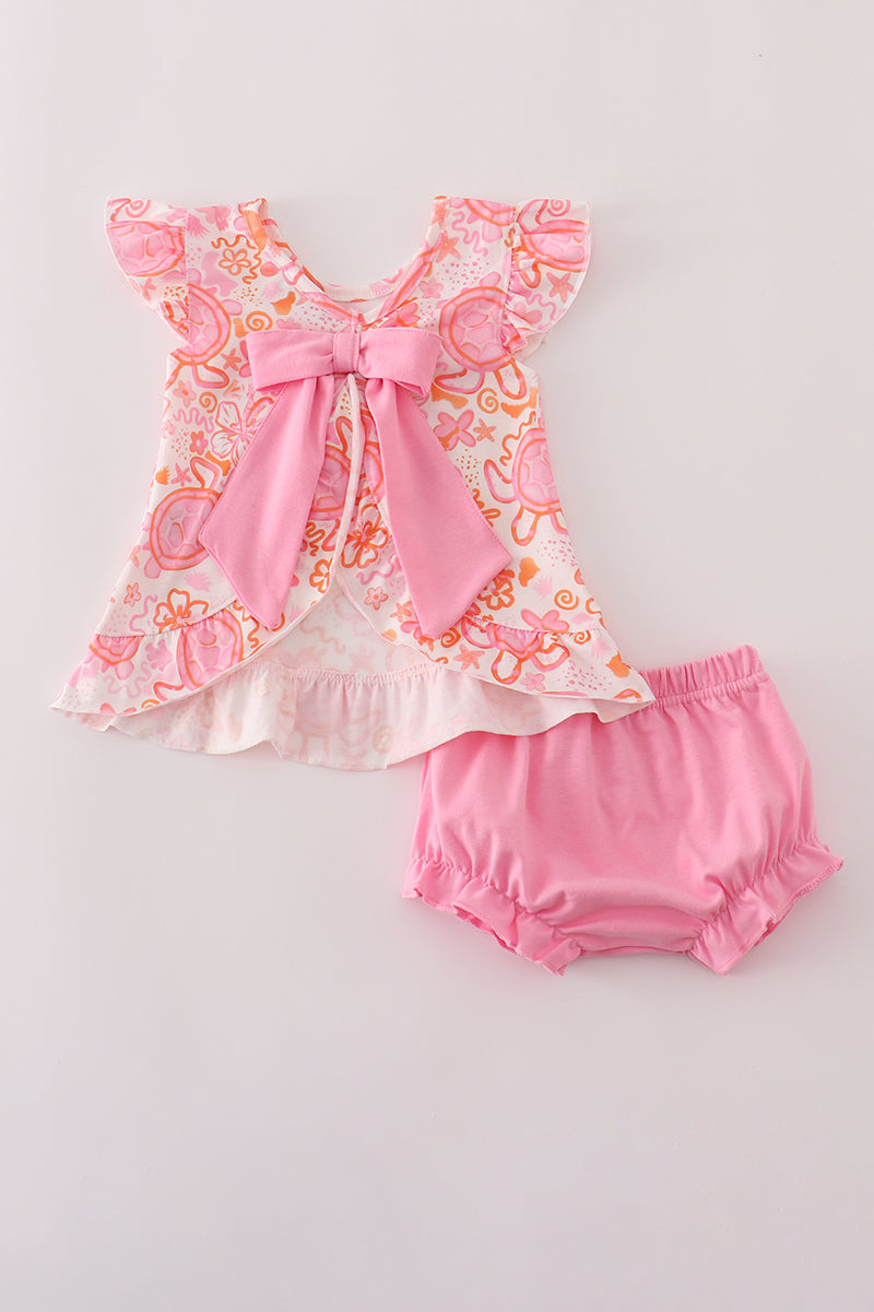 Pink Floral Ruffle Bloomer Set