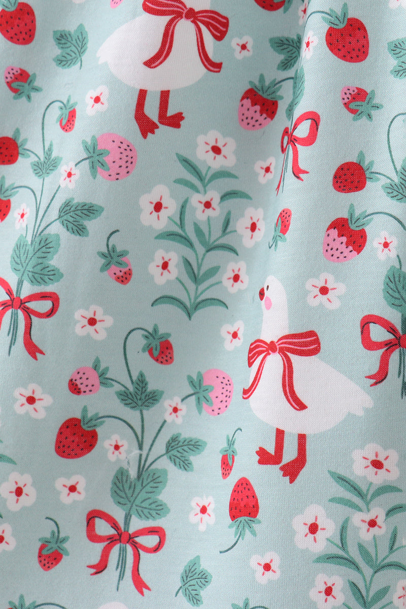 Strawberry Goose Ruffle Ruffle Dress