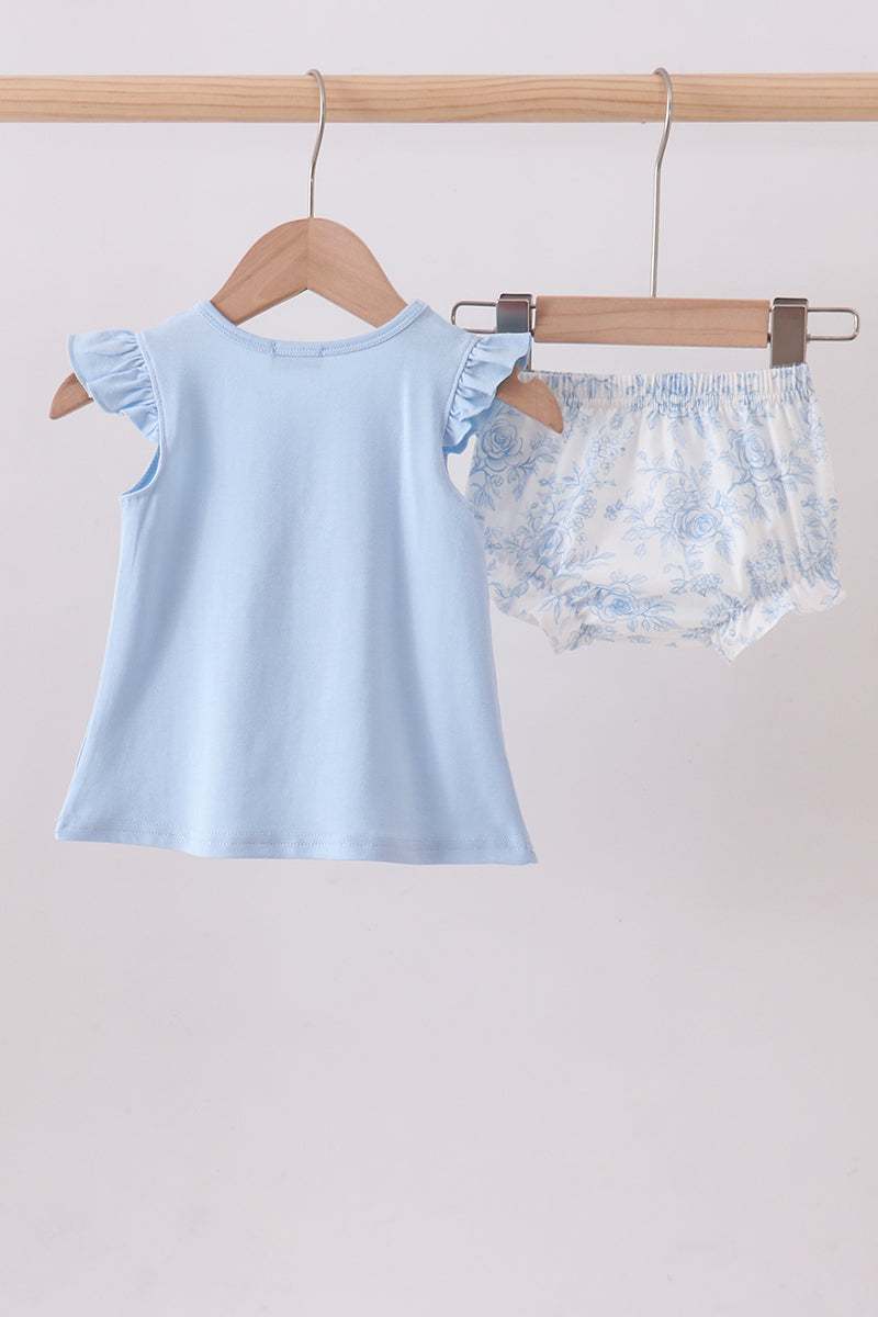 Blue Whale Applique Bloomer Set