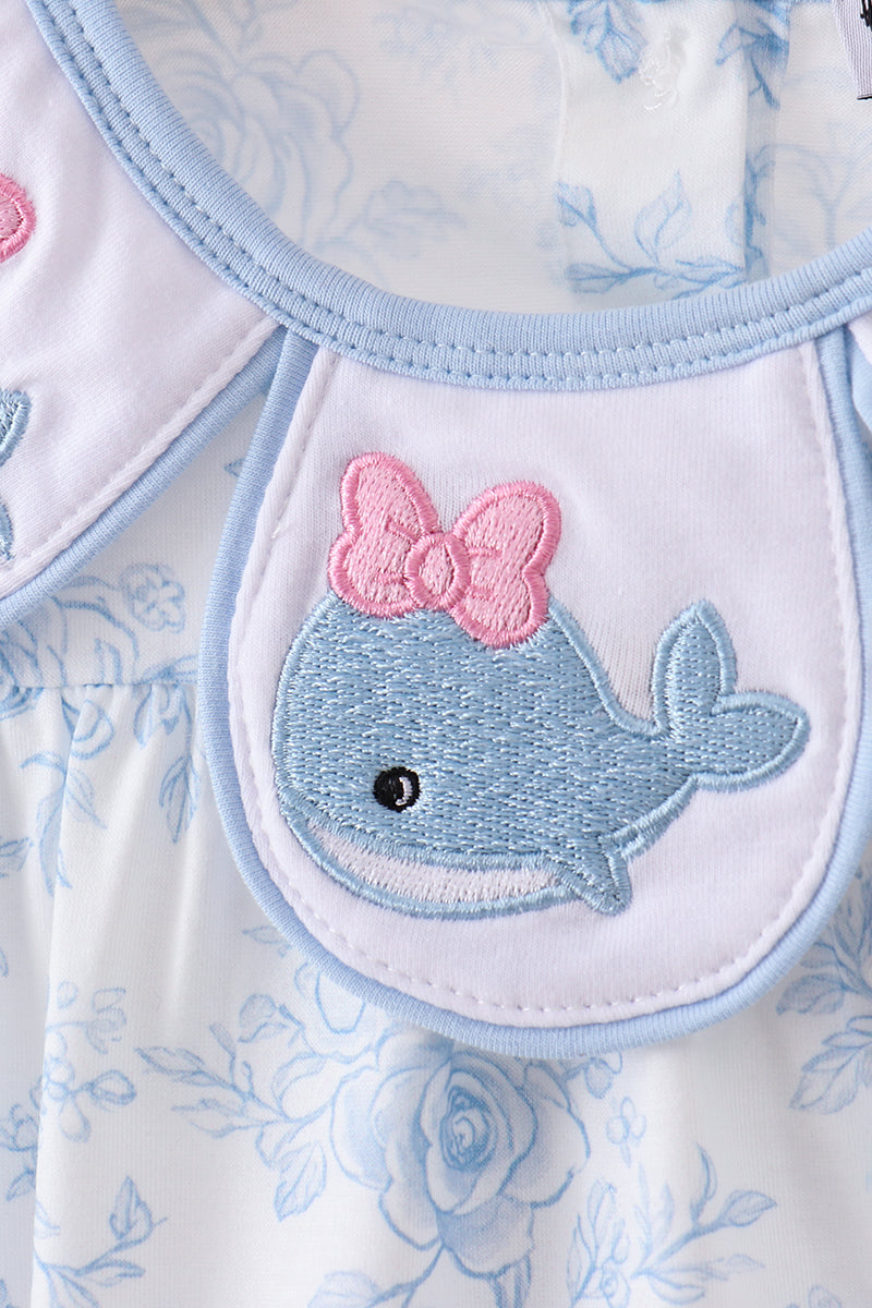 Blue Whale Embroidered Bubble