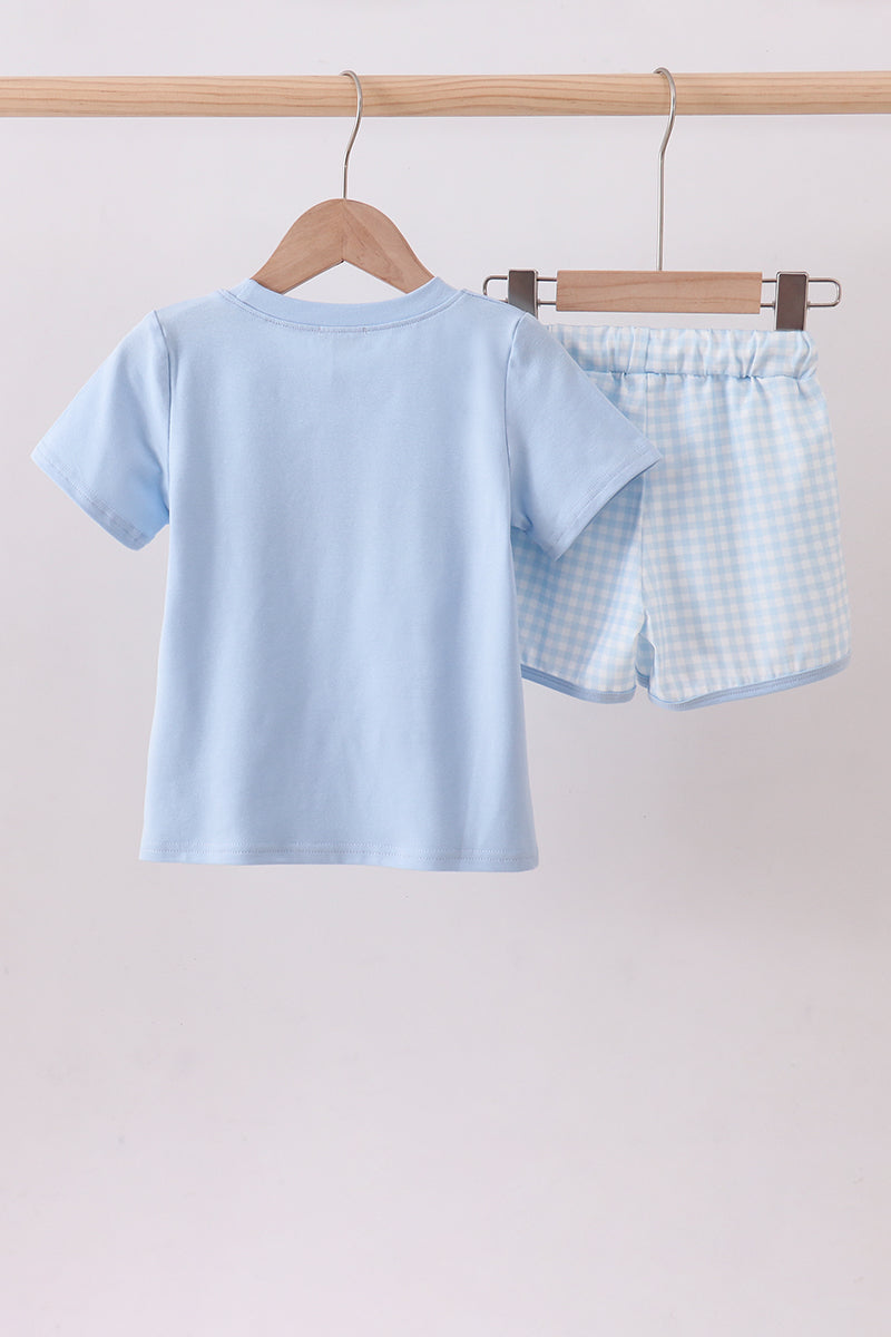 Blue Whale Embroidered Shorts Set