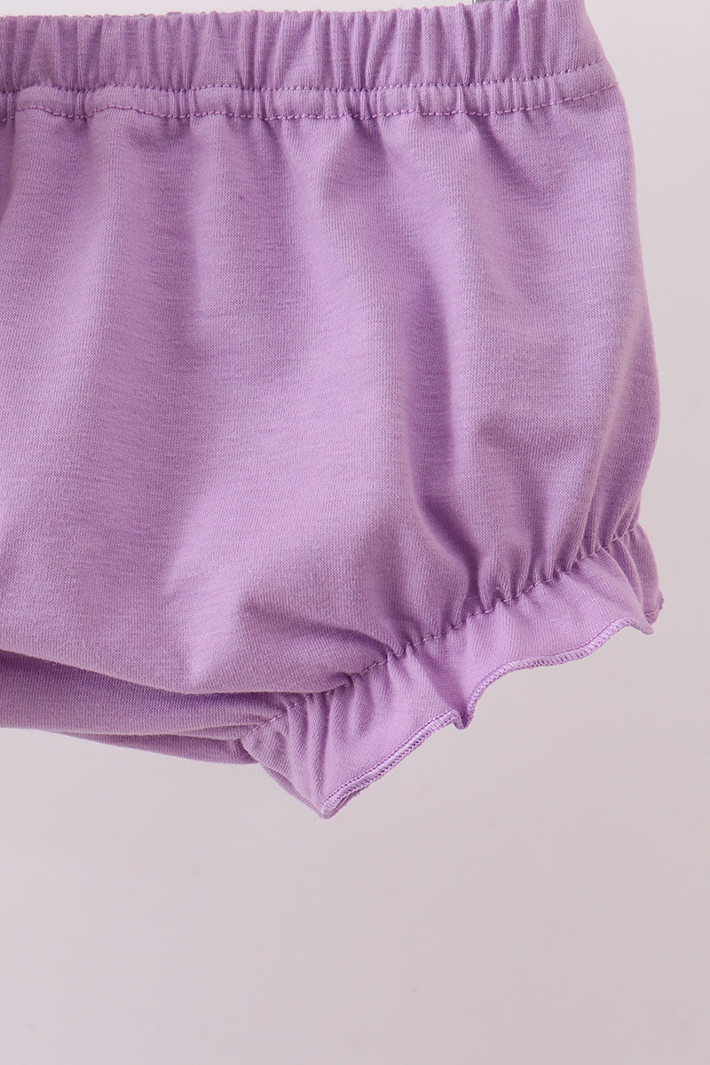 Purple Floral Smocked Bloomer Set