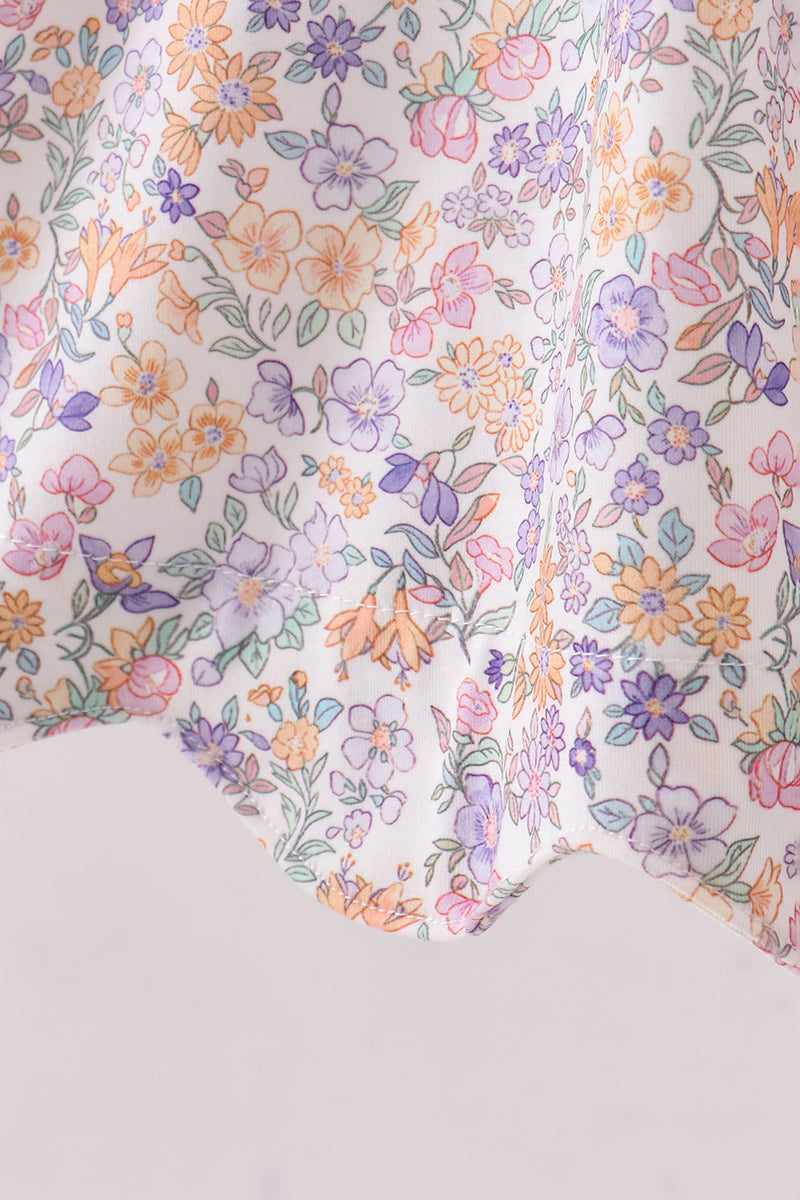 Purple Floral Smocked Dress