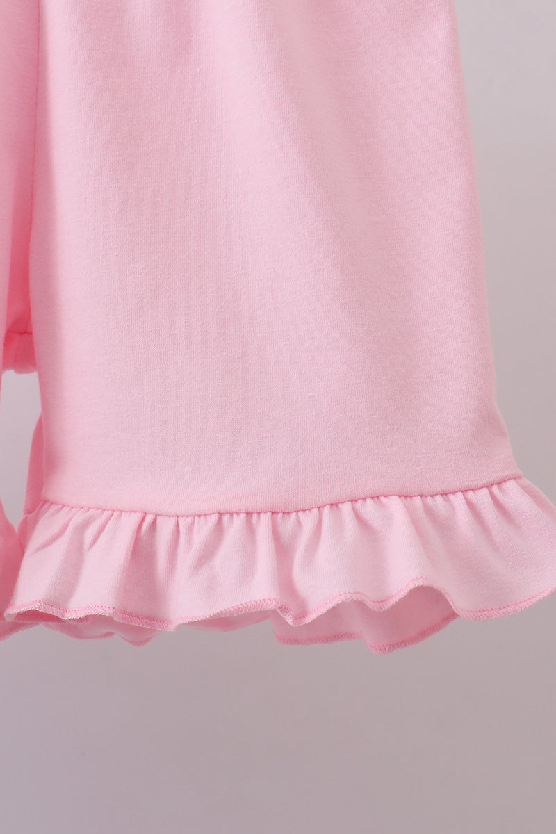 Blue Crab Embroidered Seersucker Ruffle Shorts Set