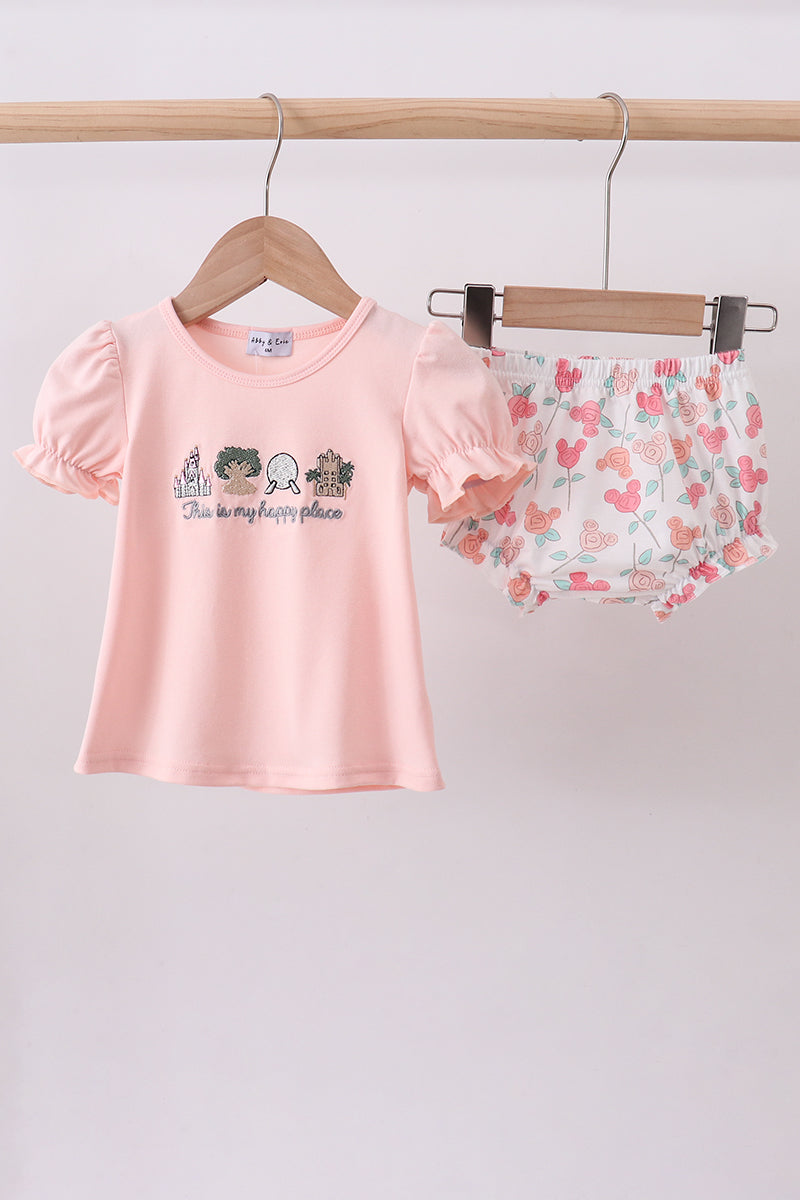 Happy Place Embroidered Bloomer Set