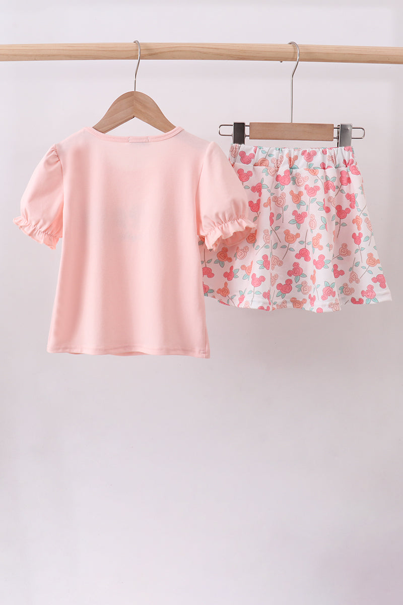 Happy Place Embroidered Skorts Set