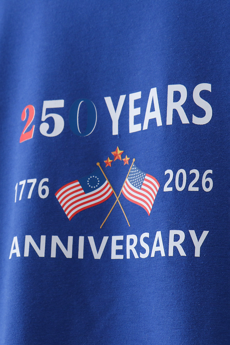 Blue 250 Years flag family top