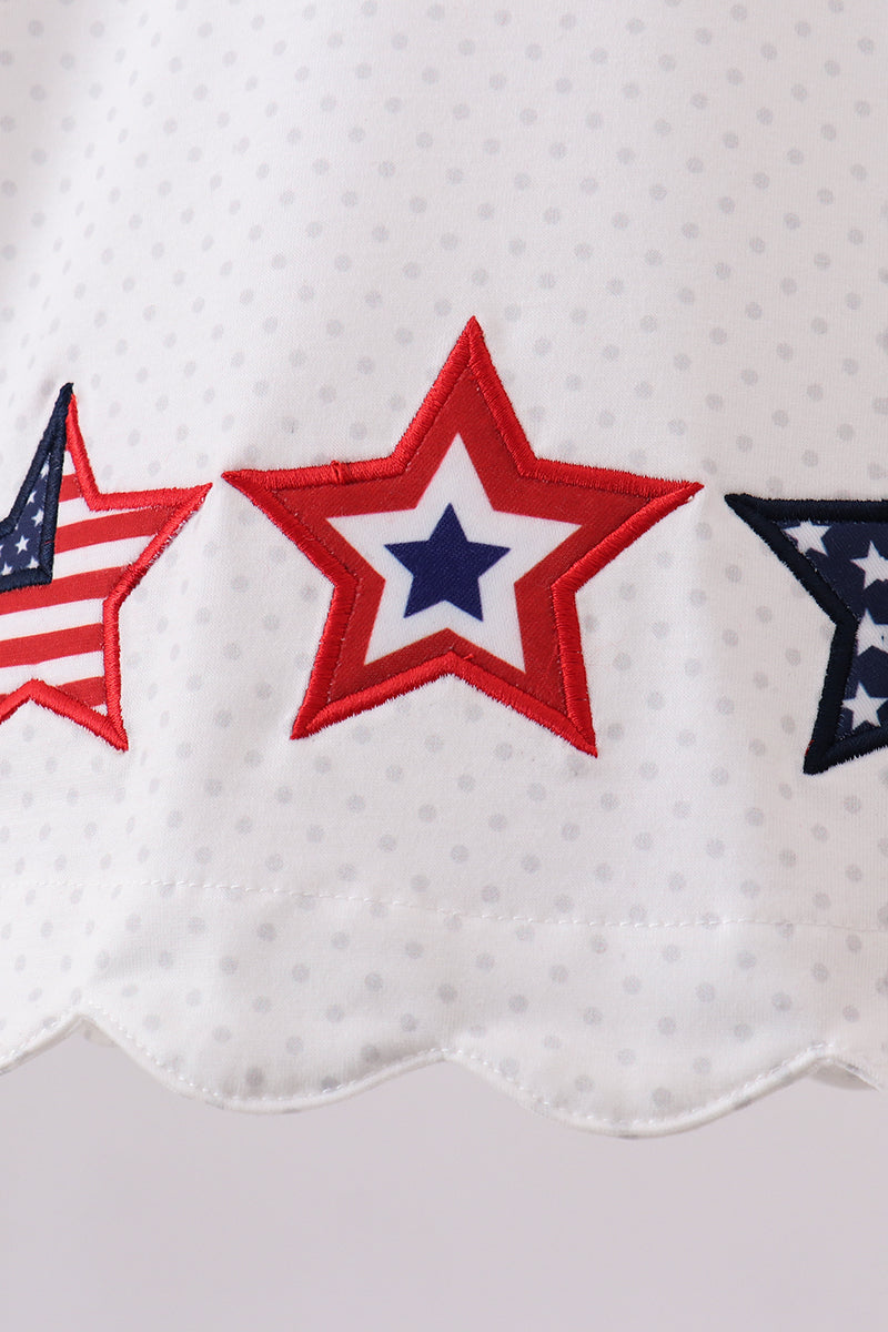 Red star applique ruffle bloomer set
