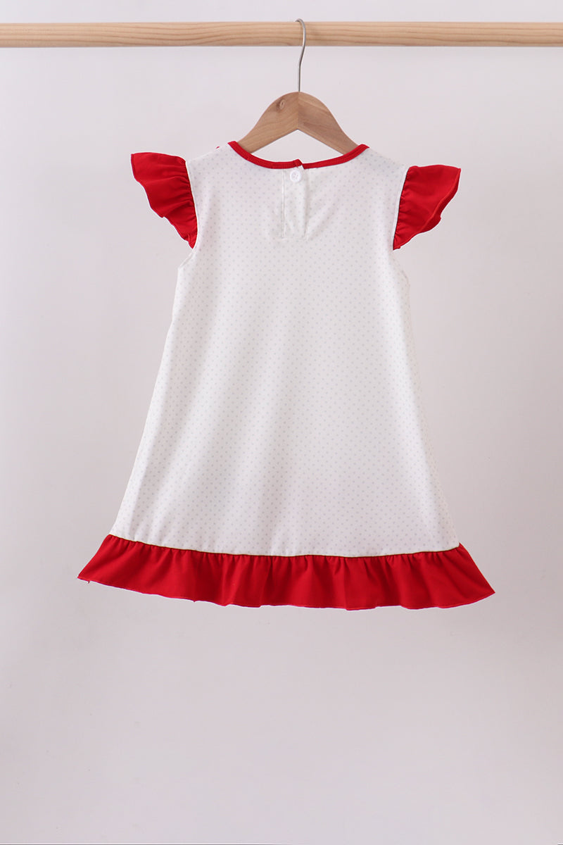 Red star applique ruffle dress