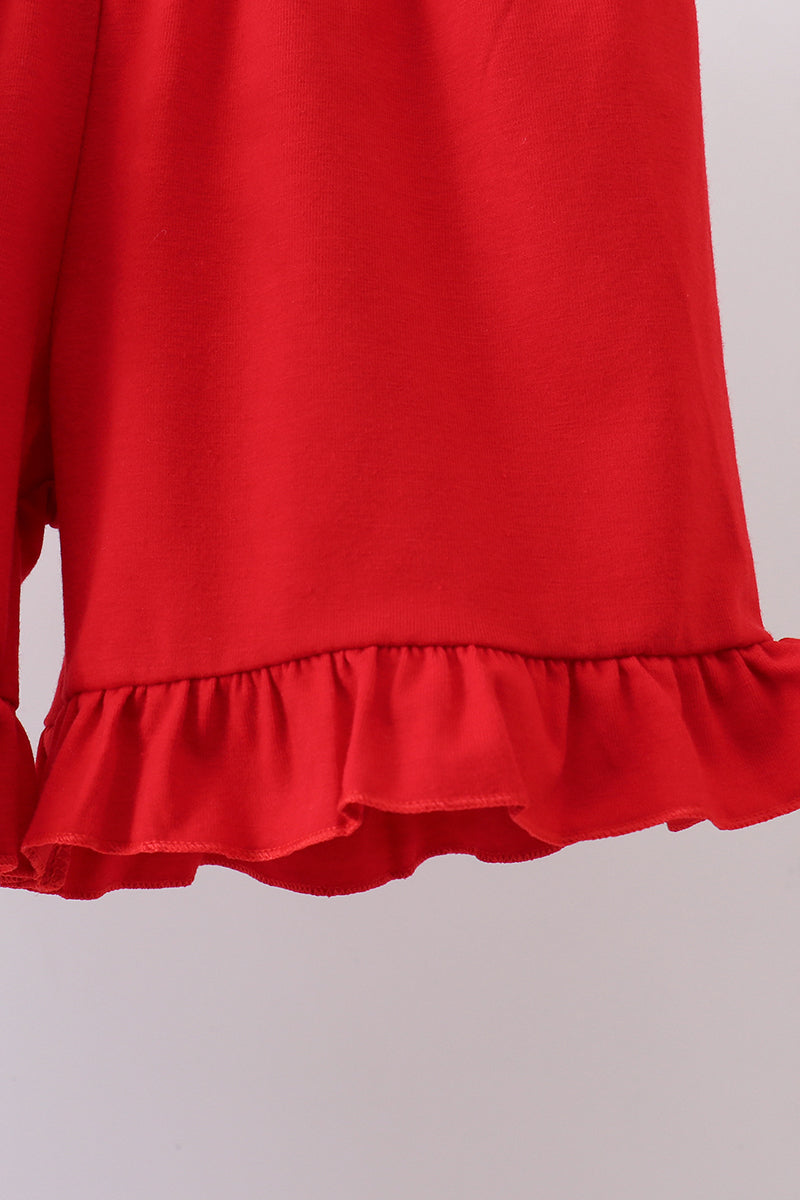 Blue bow smocked ruffle shorts set
