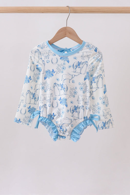 Blue farm print rashguard