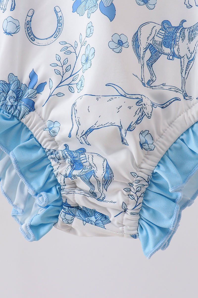 Blue farm print rashguard
