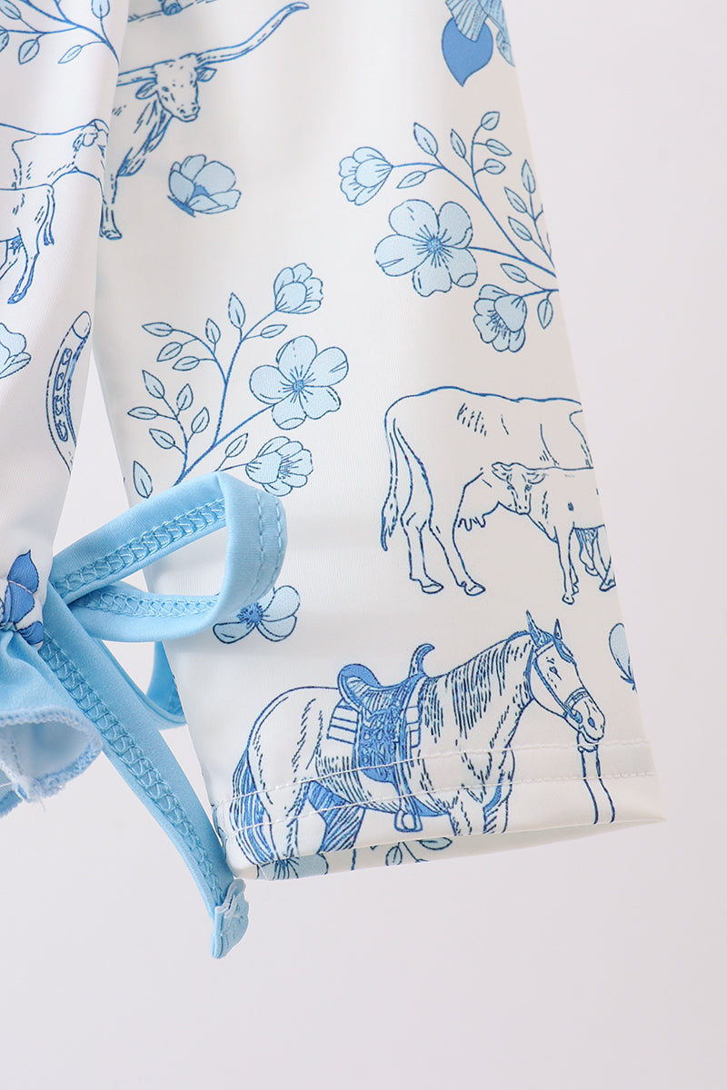 Blue farm print rashguard