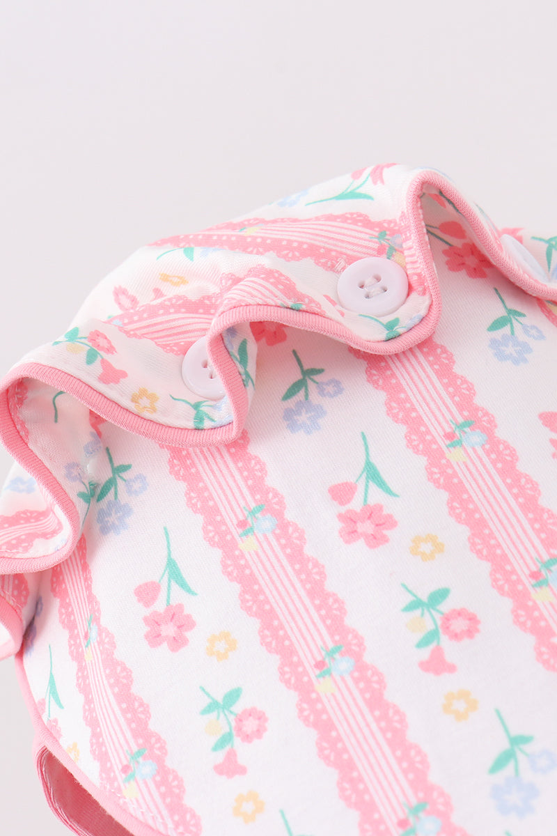Blush floral ruffle bow bonnet