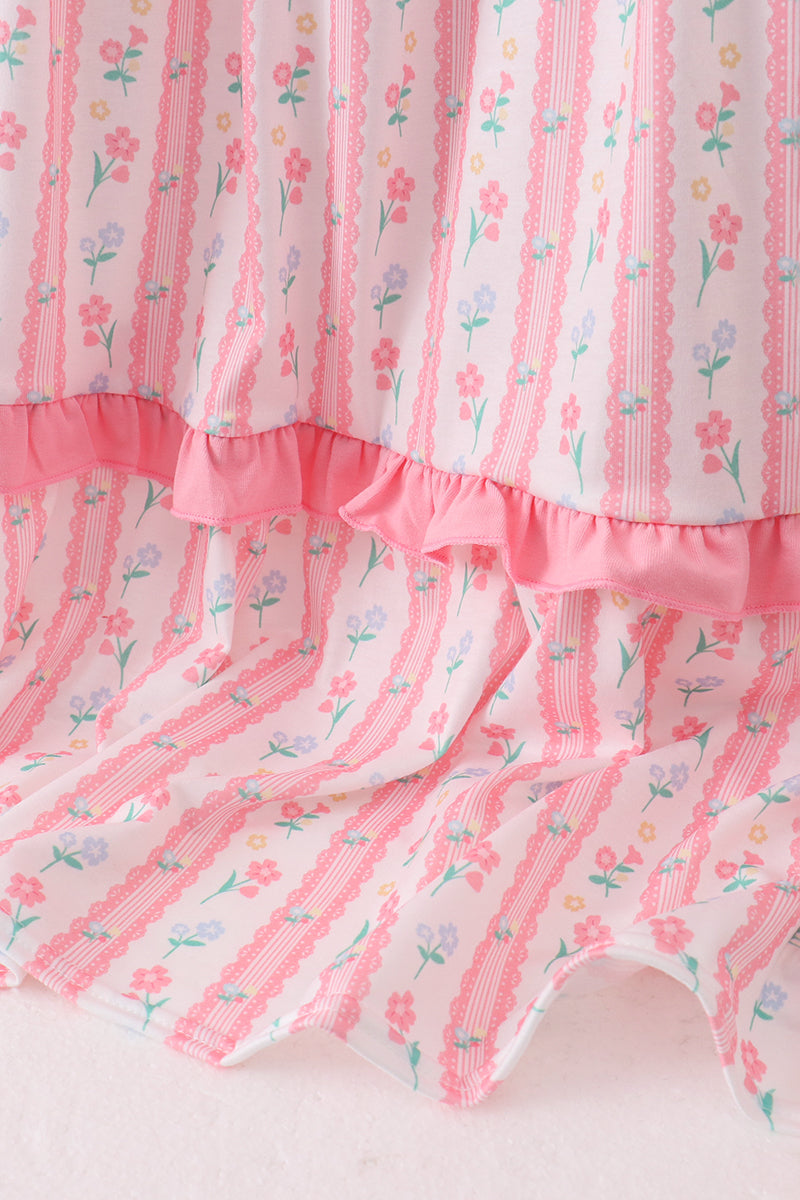 Blush floral smocked tiered dress
