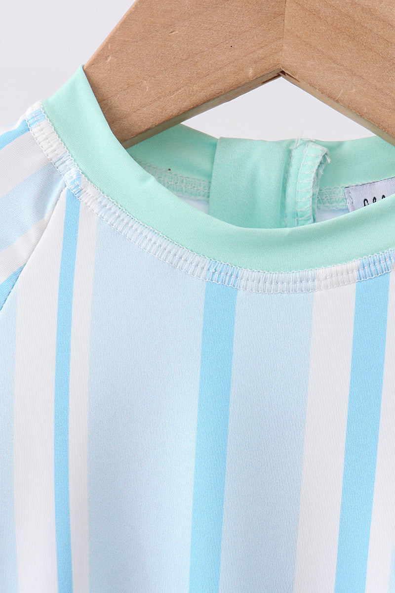 Blue stripe one-piece swimsuit