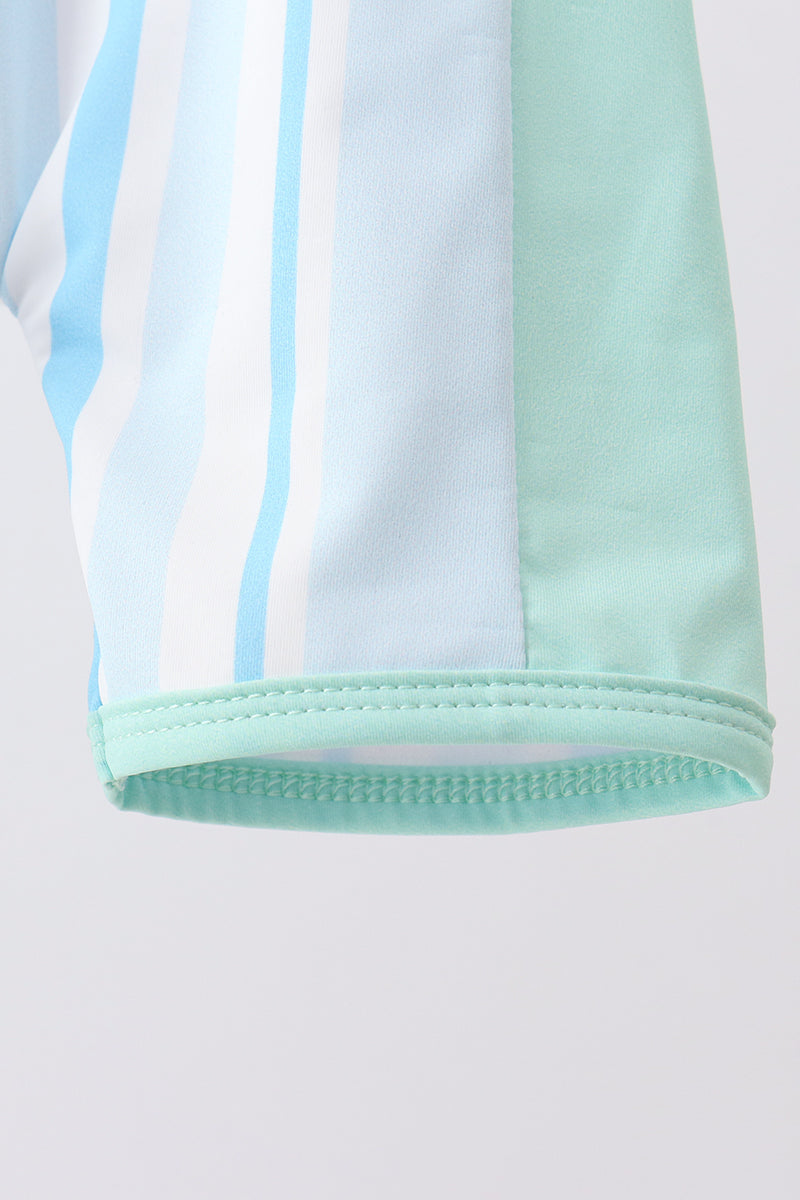 Blue stripe one-piece swimsuit