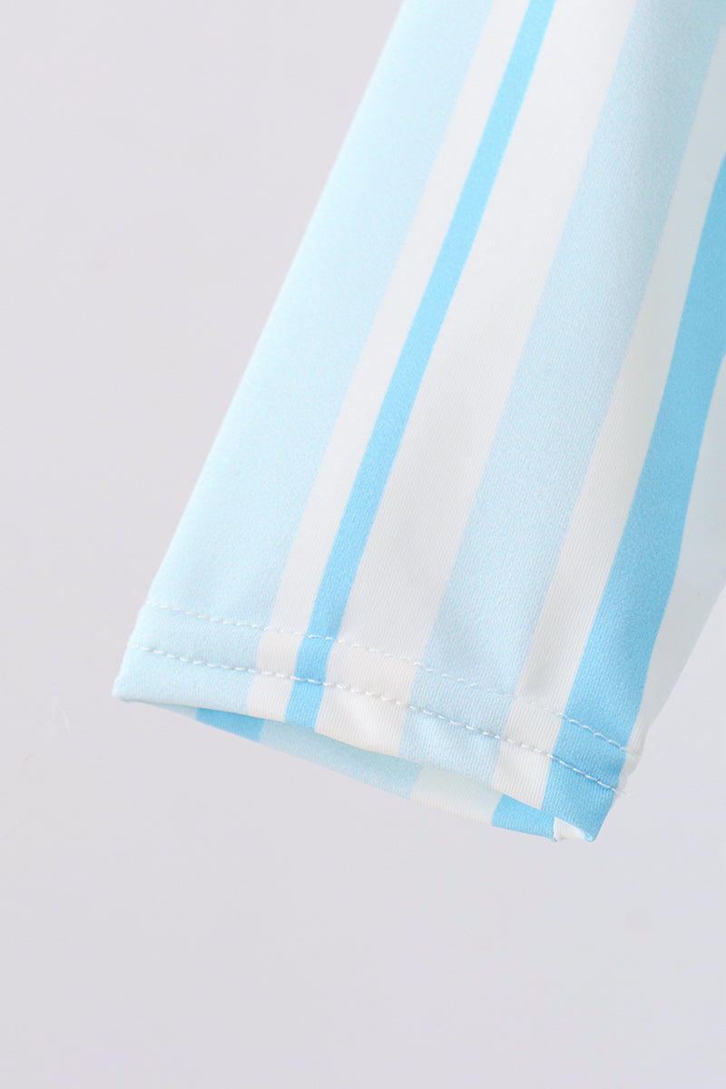 Blue stripe one-piece swimsuit