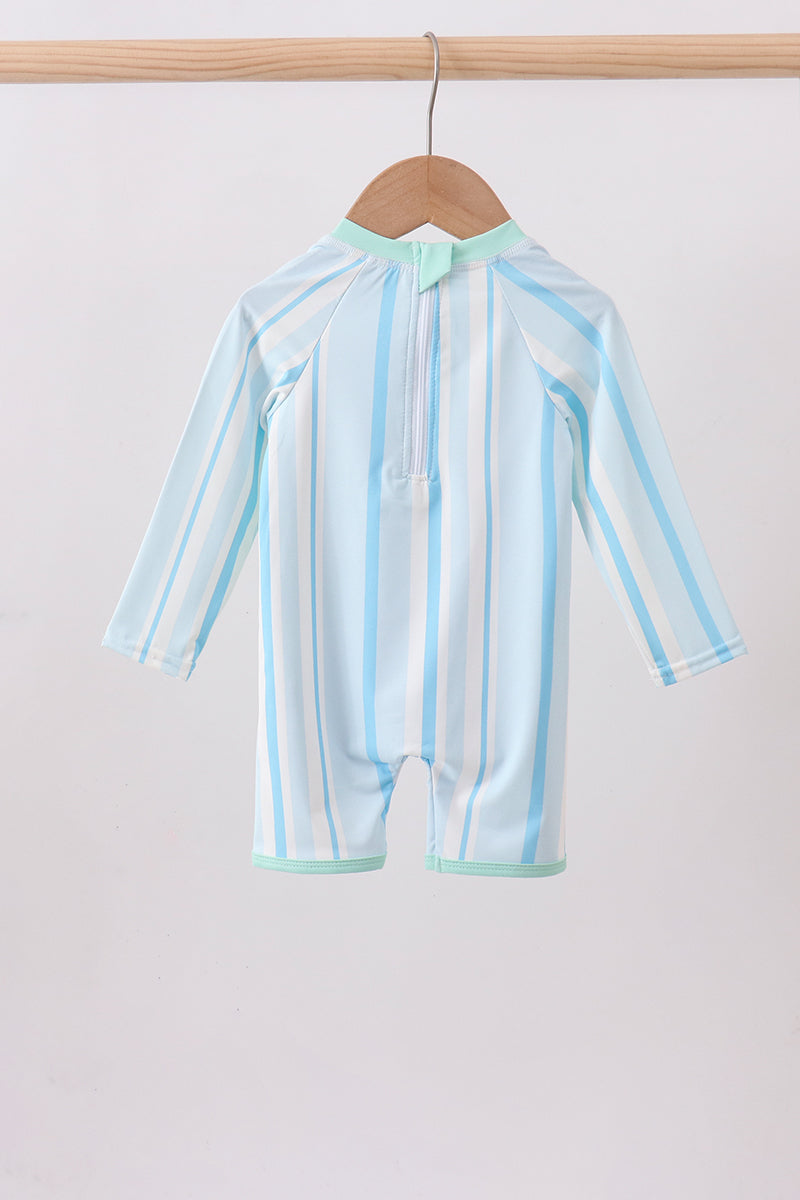 Blue stripe one-piece swimsuit