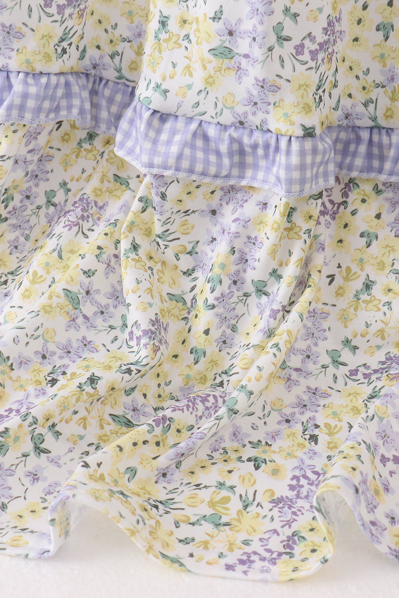 Golden meadow floral smocked tiered dress (length 41.33inch)