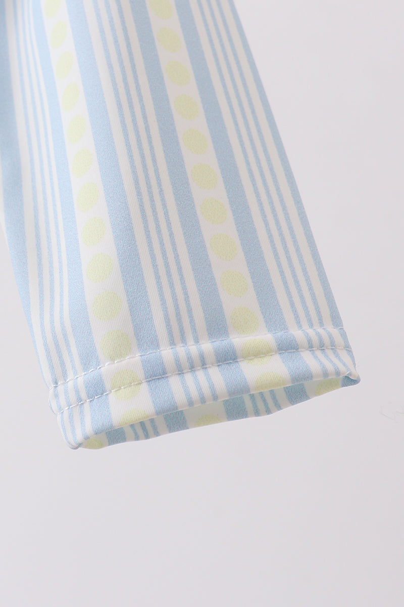 Blue shark applique stripe swimsuit