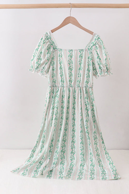 Green floral stripe dress (length 41.33in)