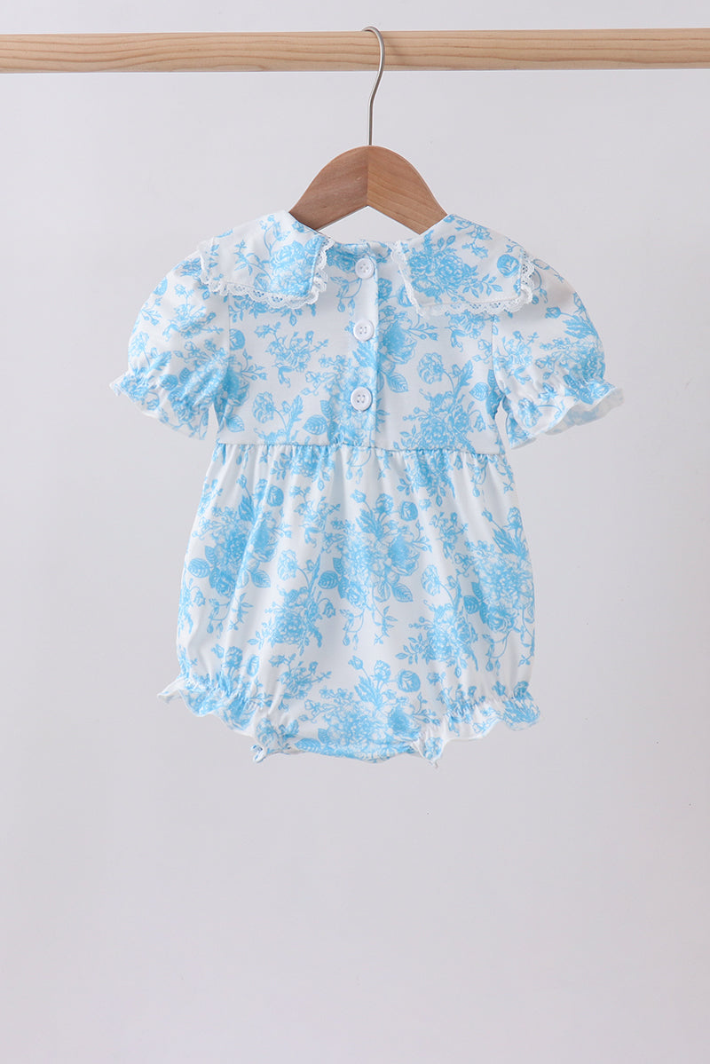 Blue rose smocked bubble