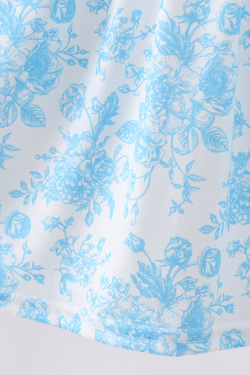 Blue rose smocked dress
