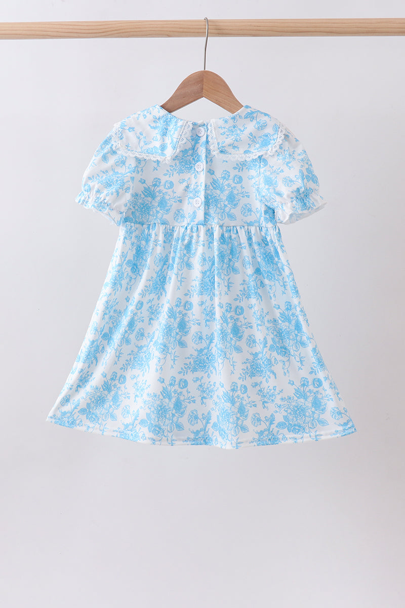 Blue rose smocked dress