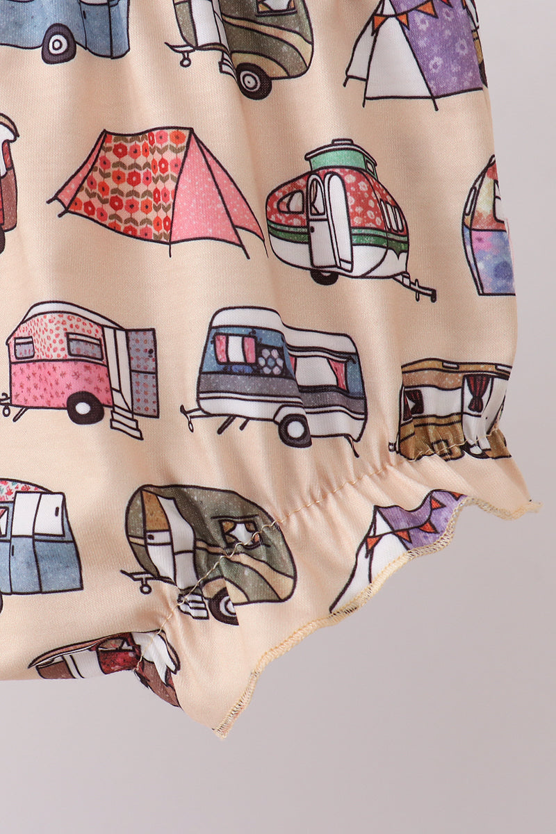 Khaki camper applique bow bloomer set