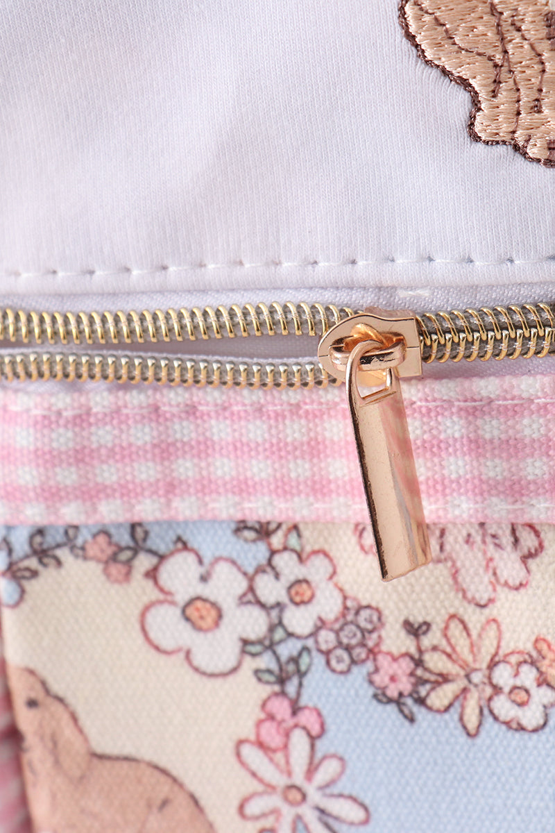 Pink puppy embroidery backpack