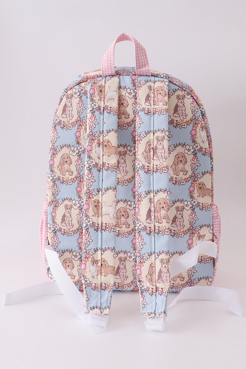 Pink puppy embroidery backpack