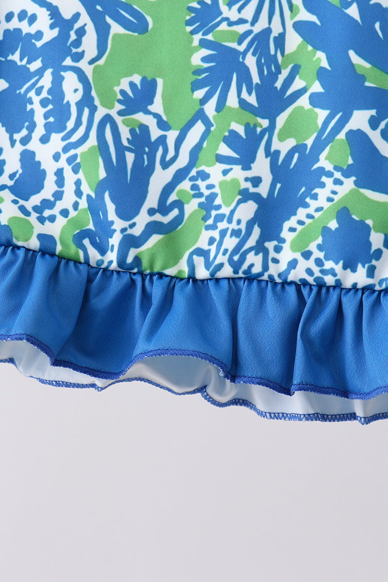 Ocean garden splash ruffle rashguard set